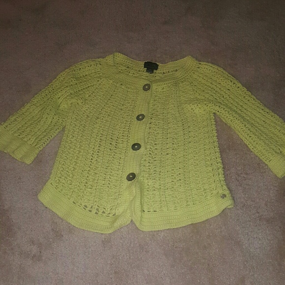 Hand Knit Sweater Lime Cardigan Sweater s/m - Picture 2 of 5
